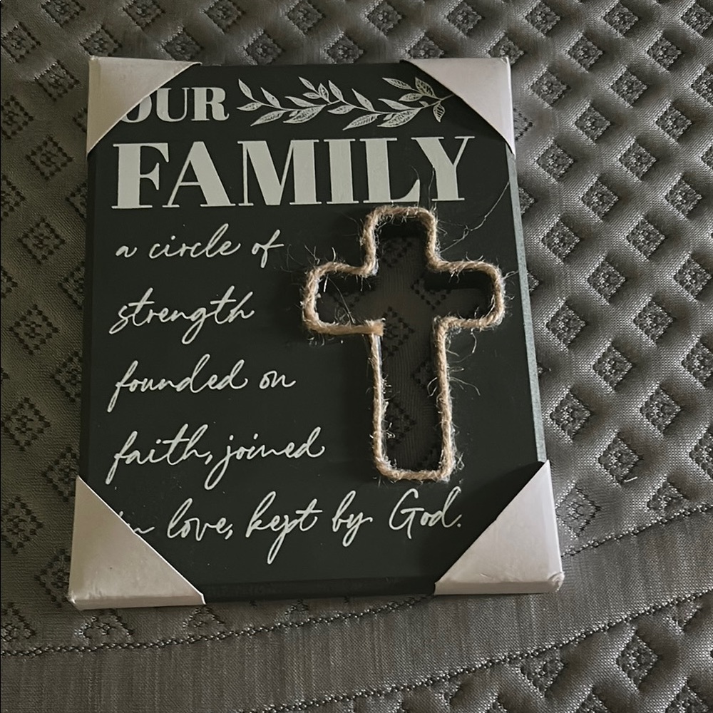 Decorative Family Wall Art with Cross